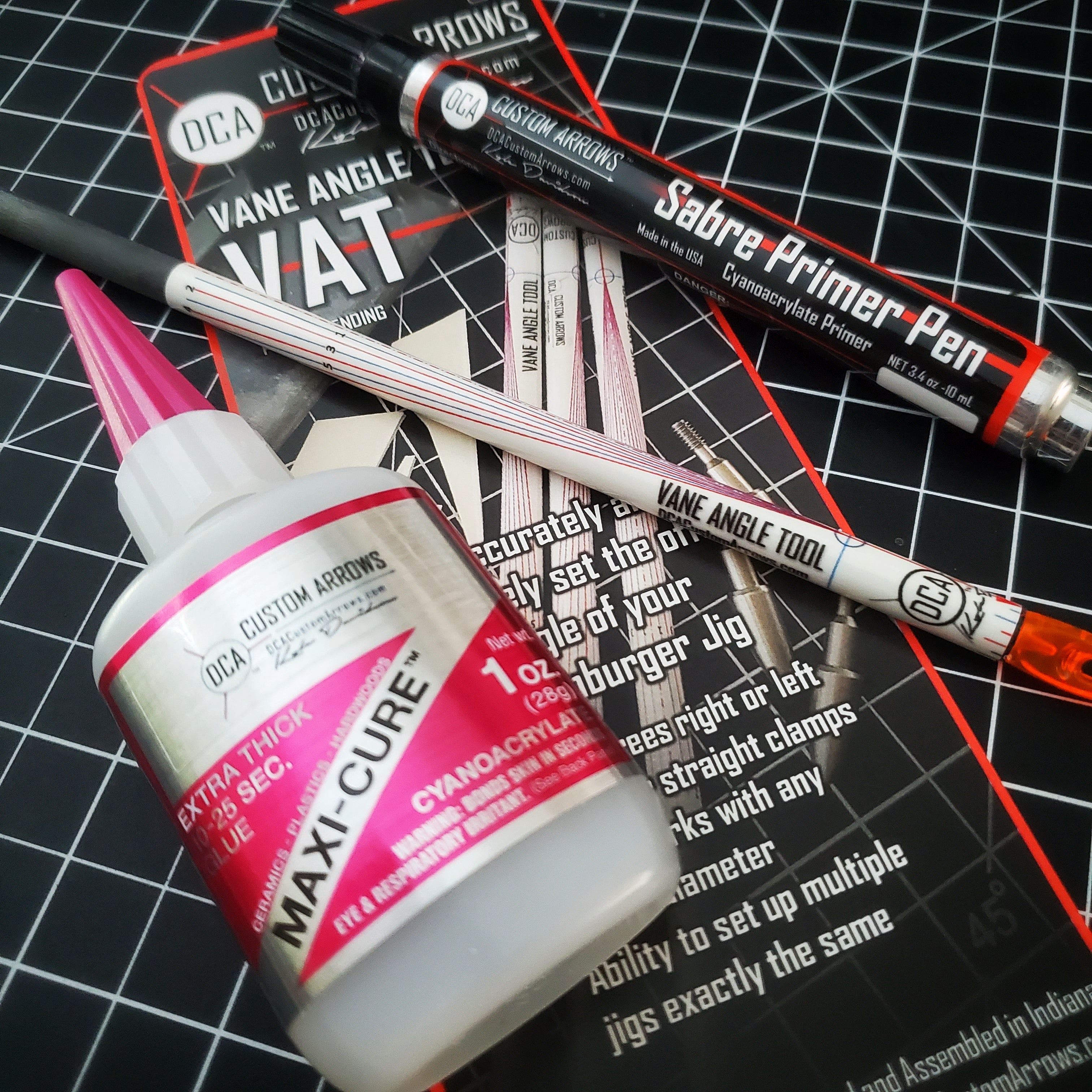 DCA Custom Arrows Maxi-Cure Adhesive Vane Angle Tool Sabre Primer Pen